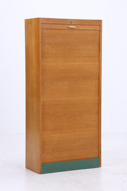 Vintage Rollladenschrank 60er Jahre | Mid Century Schrank Bücherschrank Highboard Holz Aufbewahrung Aktenschrank
