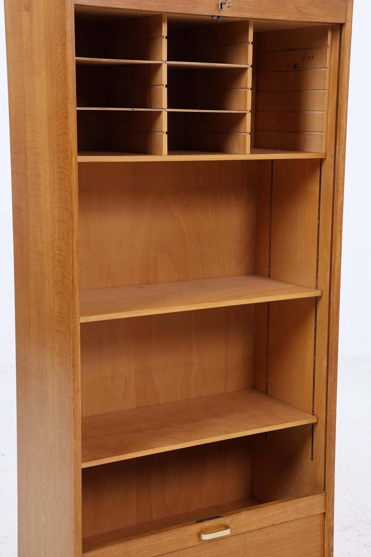 Vintage Rollladenschrank 60er Jahre | Mid Century Schrank Bücherschrank Highboard Holz Aufbewahrung Aktenschrank