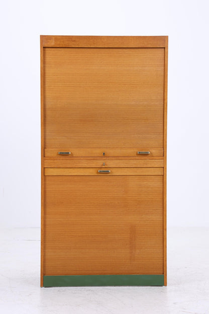 Vintage Rollladenschrank 60er Jahre | Mid Century Schrank Bücherschrank Highboard Holz Aufbewahrung Aktenschrank