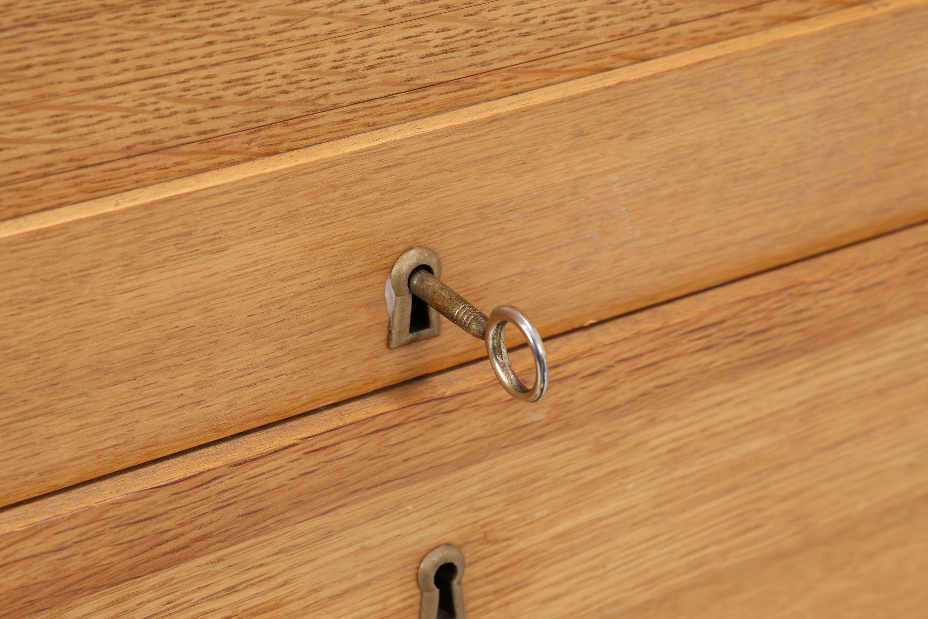 Vintage Rollladenschrank 60er Jahre | Mid Century Schrank Bücherschrank Highboard Holz Aufbewahrung Aktenschrank