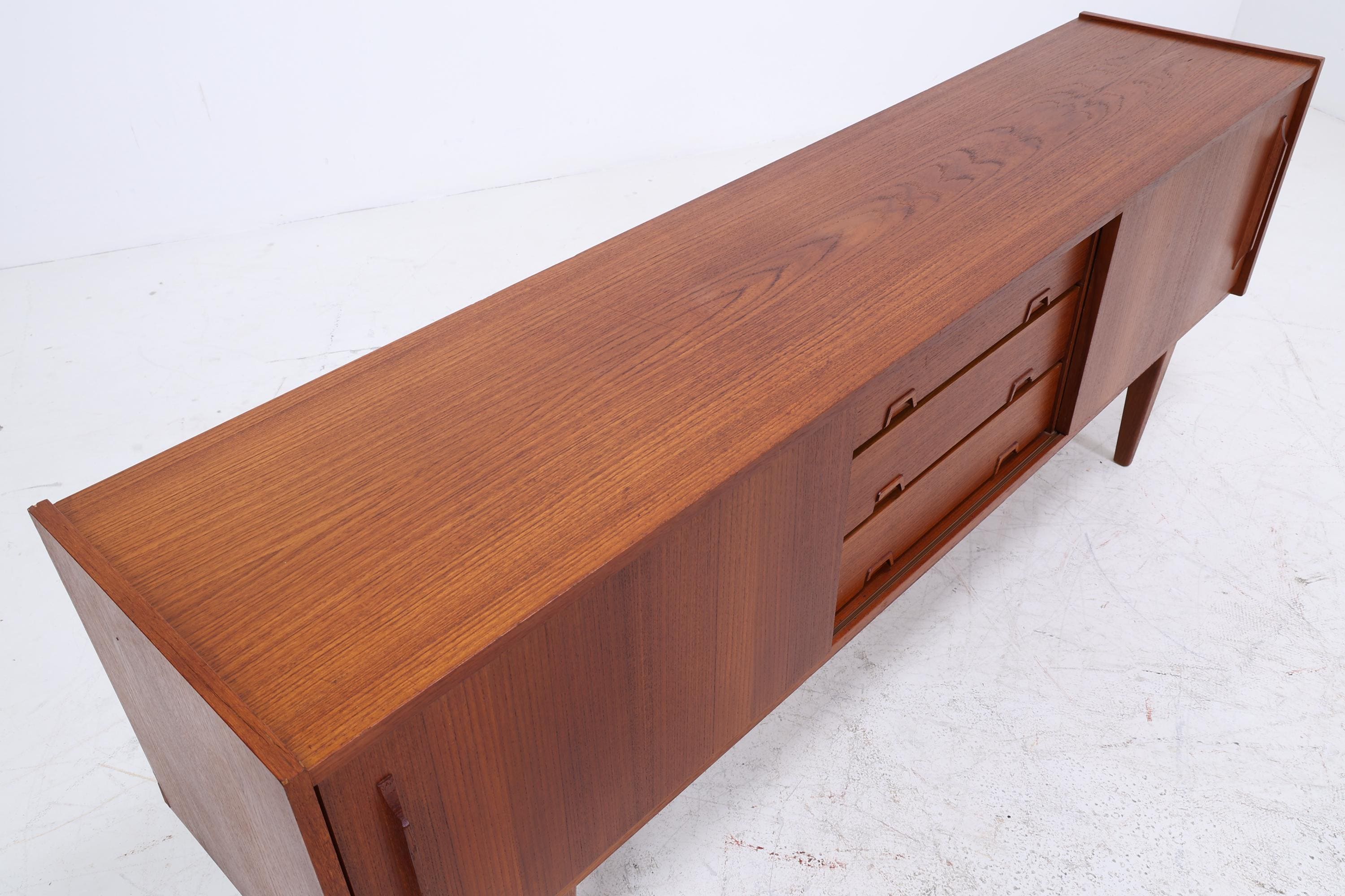 Vintage Teak Sideboard 60er Jahre | Mid Century Anrichte mit Schubladen &amp; Fächern Retro Holz Aufbewahrung