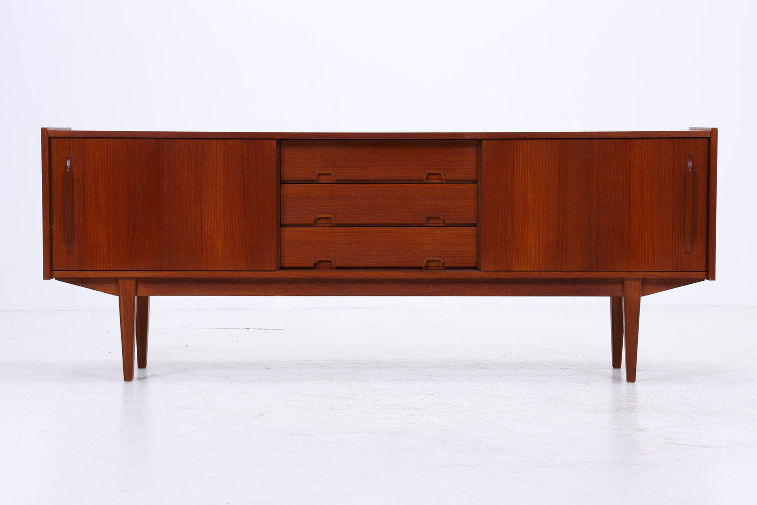 Vintage Teak Sideboard 60er Jahre | Mid Century Anrichte mit Schubladen &amp; Fächern Retro Holz Aufbewahrung