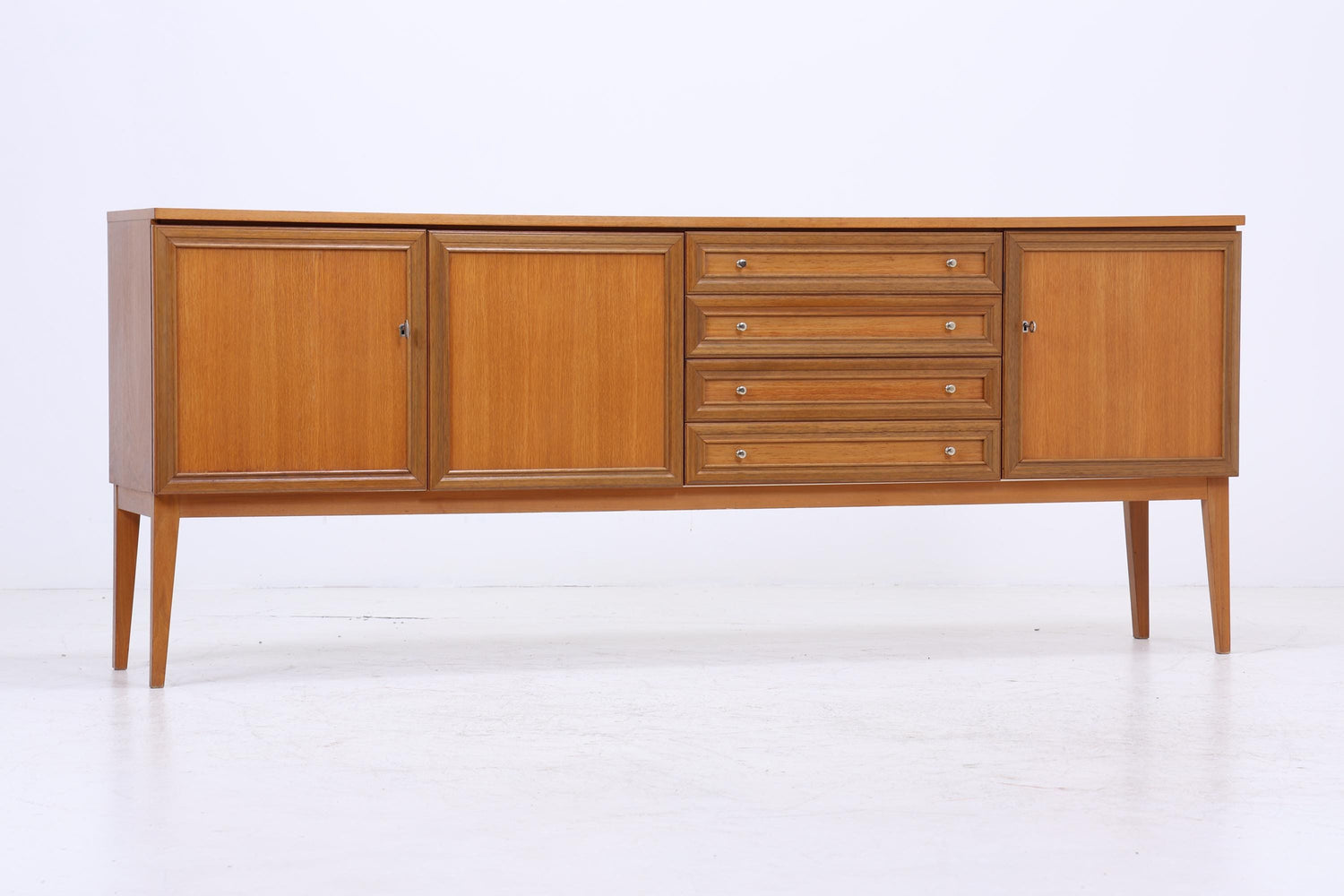 Vintage Nussbaum Sideboard 60er Jahre | Mid Century Anrichte mit Schubladen &amp; Fächern Retro Holz Aufbewahrung