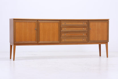 Vintage Nussbaum Sideboard 60er Jahre | Mid Century Anrichte mit Schubladen &amp; Fächern Retro Holz Aufbewahrung