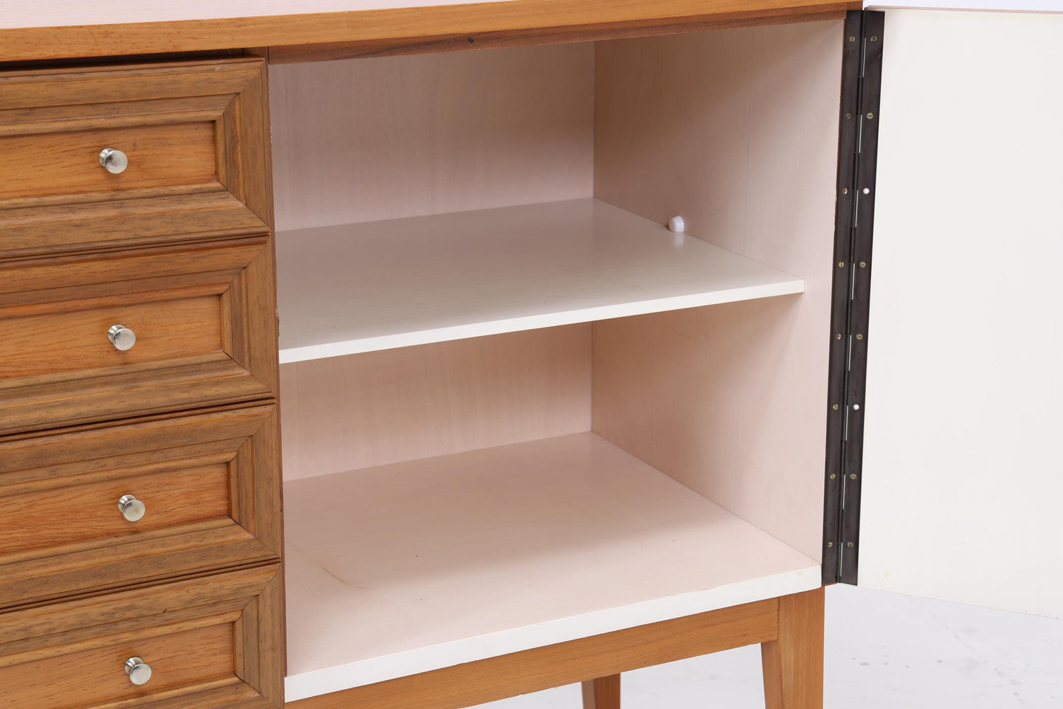 Vintage Nussbaum Sideboard 60er Jahre | Mid Century Anrichte mit Schubladen &amp; Fächern Retro Holz Aufbewahrung