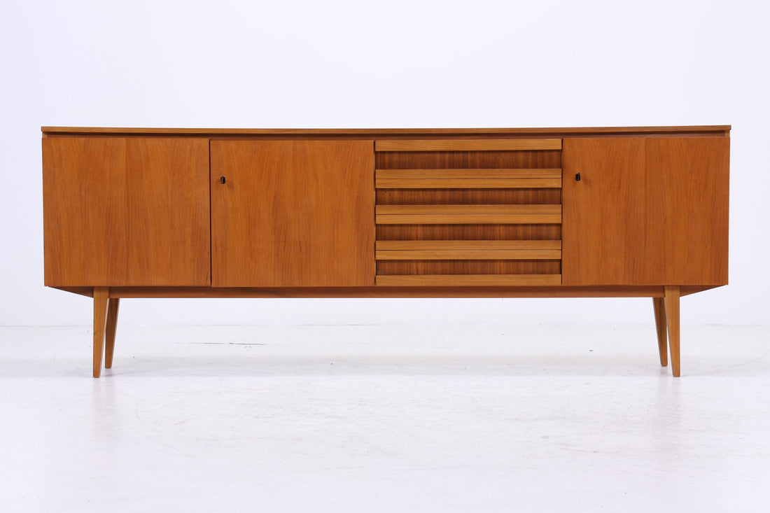 Wundervolles Vintage Sideboard 60er Jahre | Mid Century Anrichte mit Schubladen &amp; Fächern Retro Holz Aufbewahrung