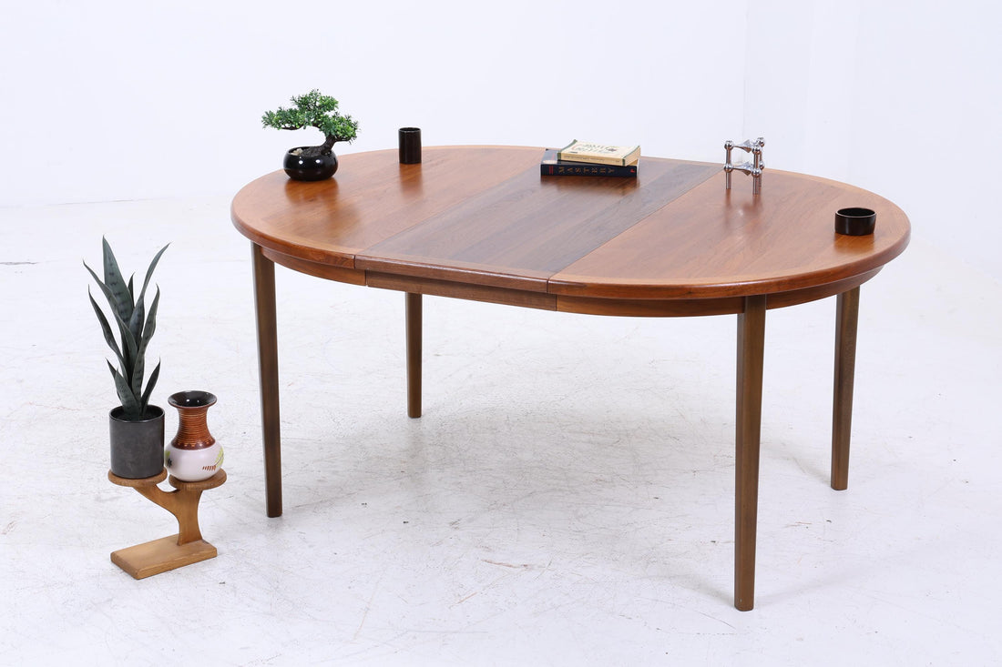 Runder Vintage Küchentisch 60er Jahre | Mid Century Esstisch Tisch Retro 70er Holz Ausziehbar