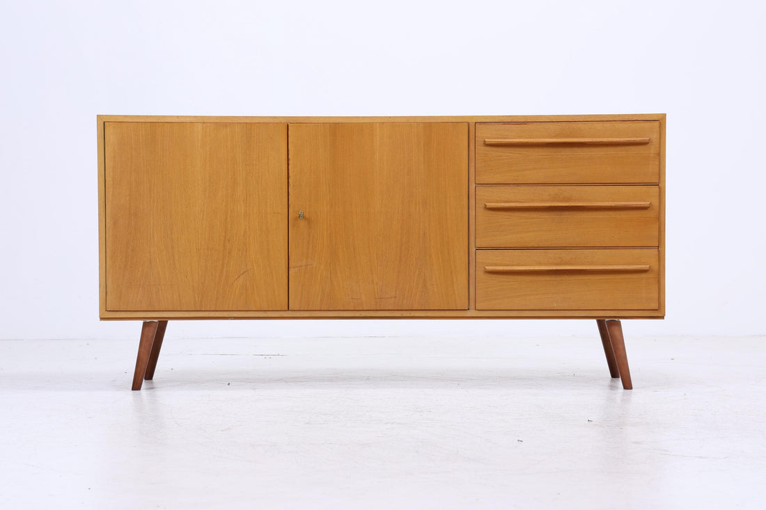 Vintage Sideboard 60er Jahre | Mid Century Anrichte mit Schubladen &amp; Fächern Holz Aufbewahrung Anrichte