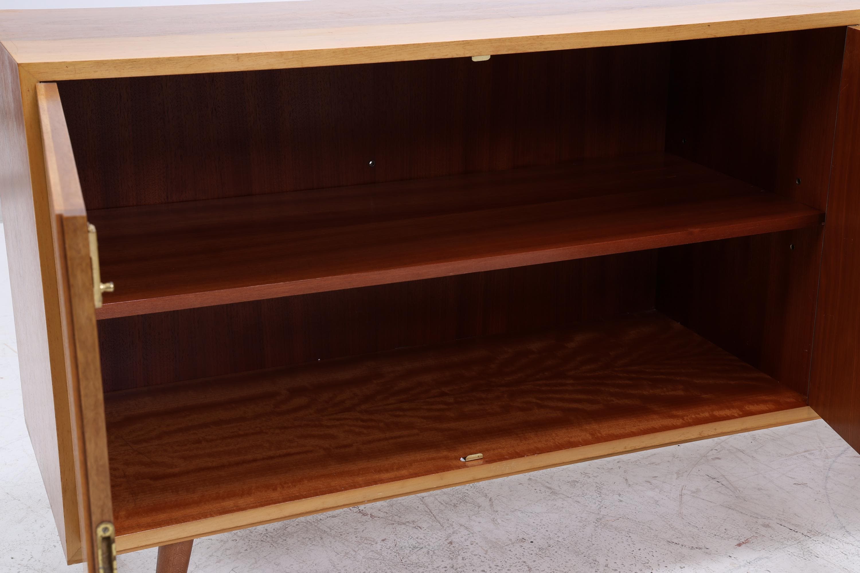 Vintage Sideboard 60er Jahre | Mid Century Anrichte mit Schubladen &amp; Fächern Holz Aufbewahrung Anrichte