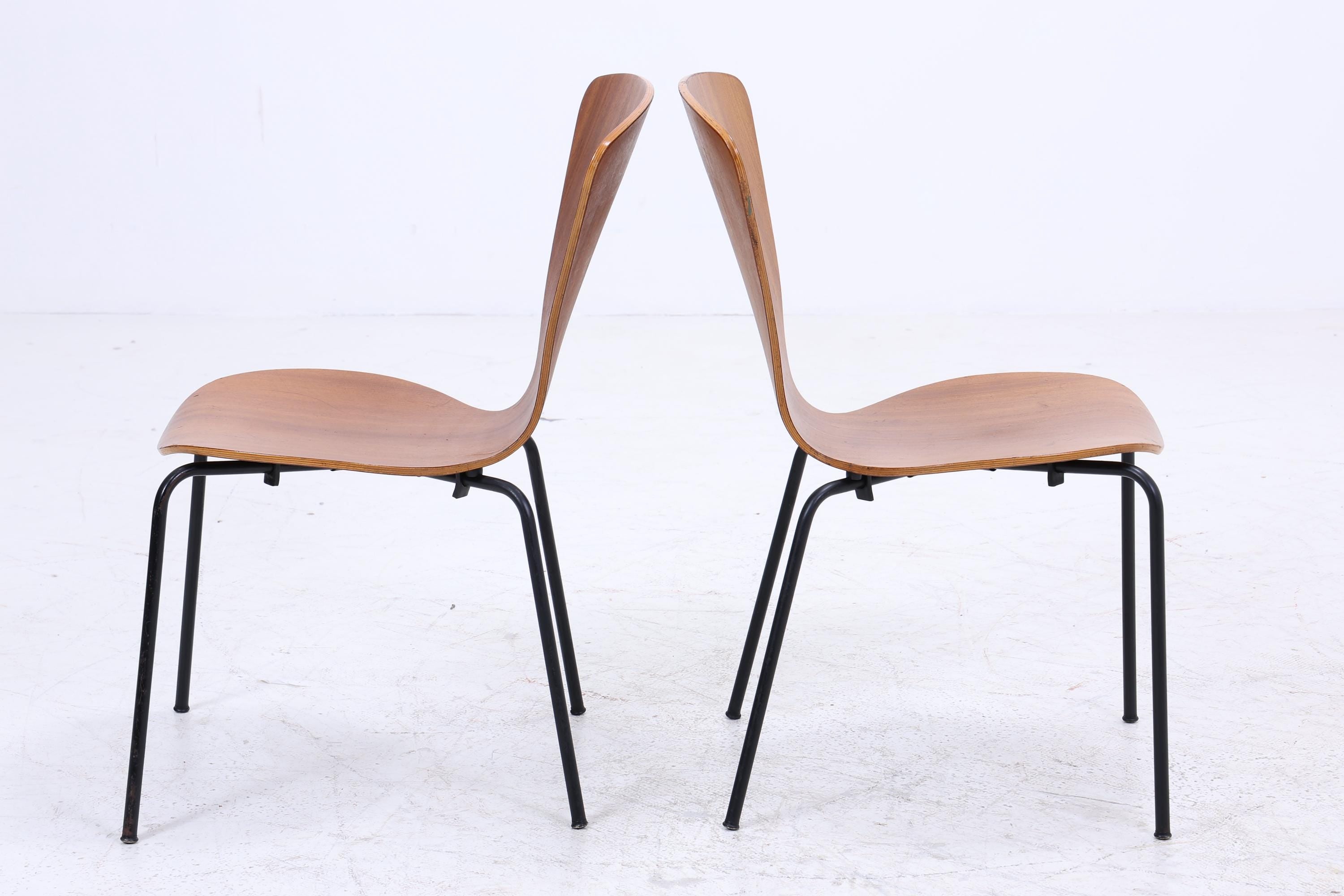 2er Set Teak Stühle aus Schichtholz | Mid Century Designklassiker | Vintage Stuhl | Retro Stuhl