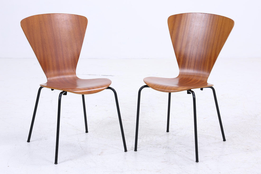 2er Set Teak Stühle aus Schichtholz | Mid Century Designklassiker | Vintage Stuhl | Retro Stuhl