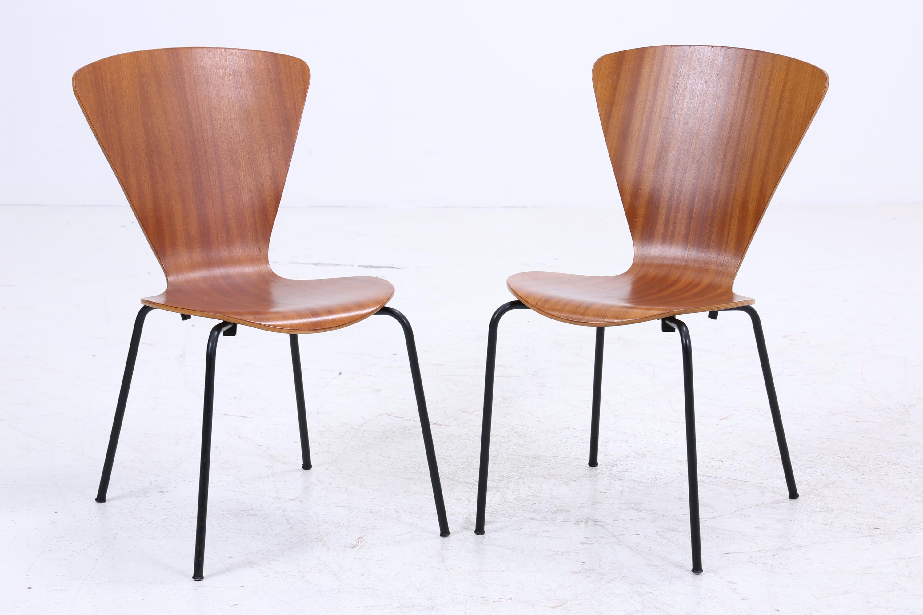 2er Set Teak Stühle aus Schichtholz | Mid Century Designklassiker | Vintage Stuhl | Retro Stuhl