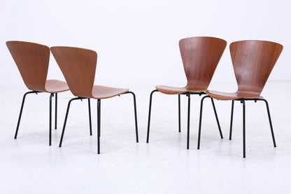 4er Set Teak Stühle aus Schichtholz  | Mid Century Designklassiker | Vintage Stuhl | Retro Stuhl