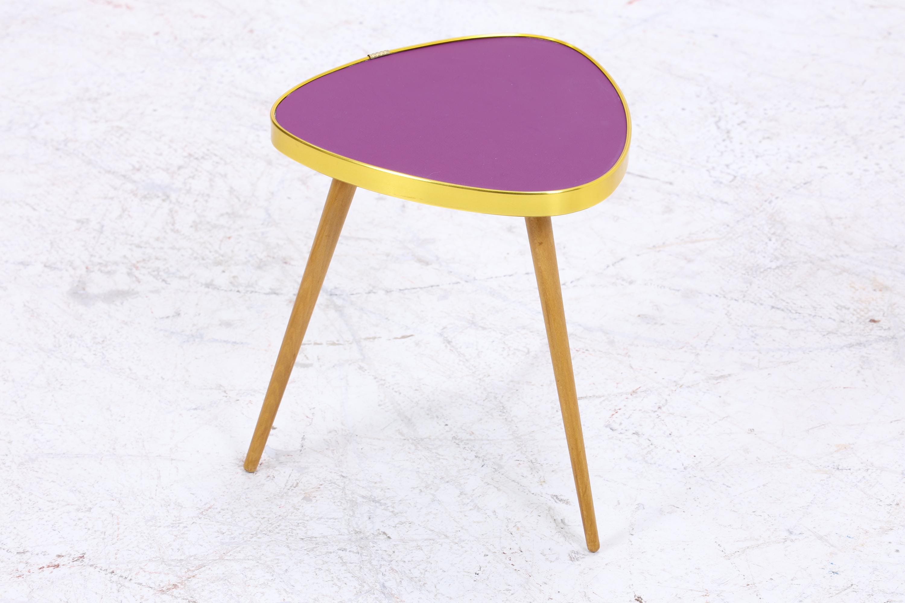 Vintage Blumentisch | Mid Century Nierentisch | Beistelltisch Lila 60er Jahre