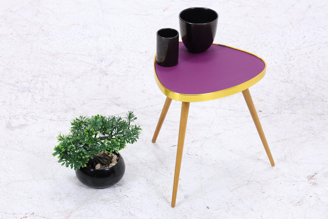 Vintage Blumentisch | Mid Century Nierentisch | Beistelltisch Lila 60er Jahre