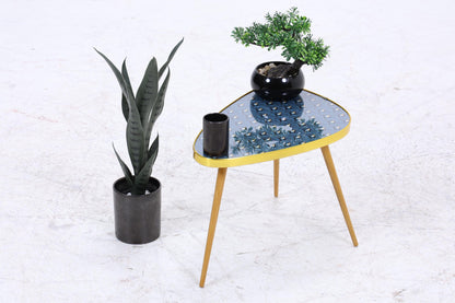 Vintage Blumentisch | Mid Century Nierentisch | Beistelltisch Pfauenmuster 60er Jahre