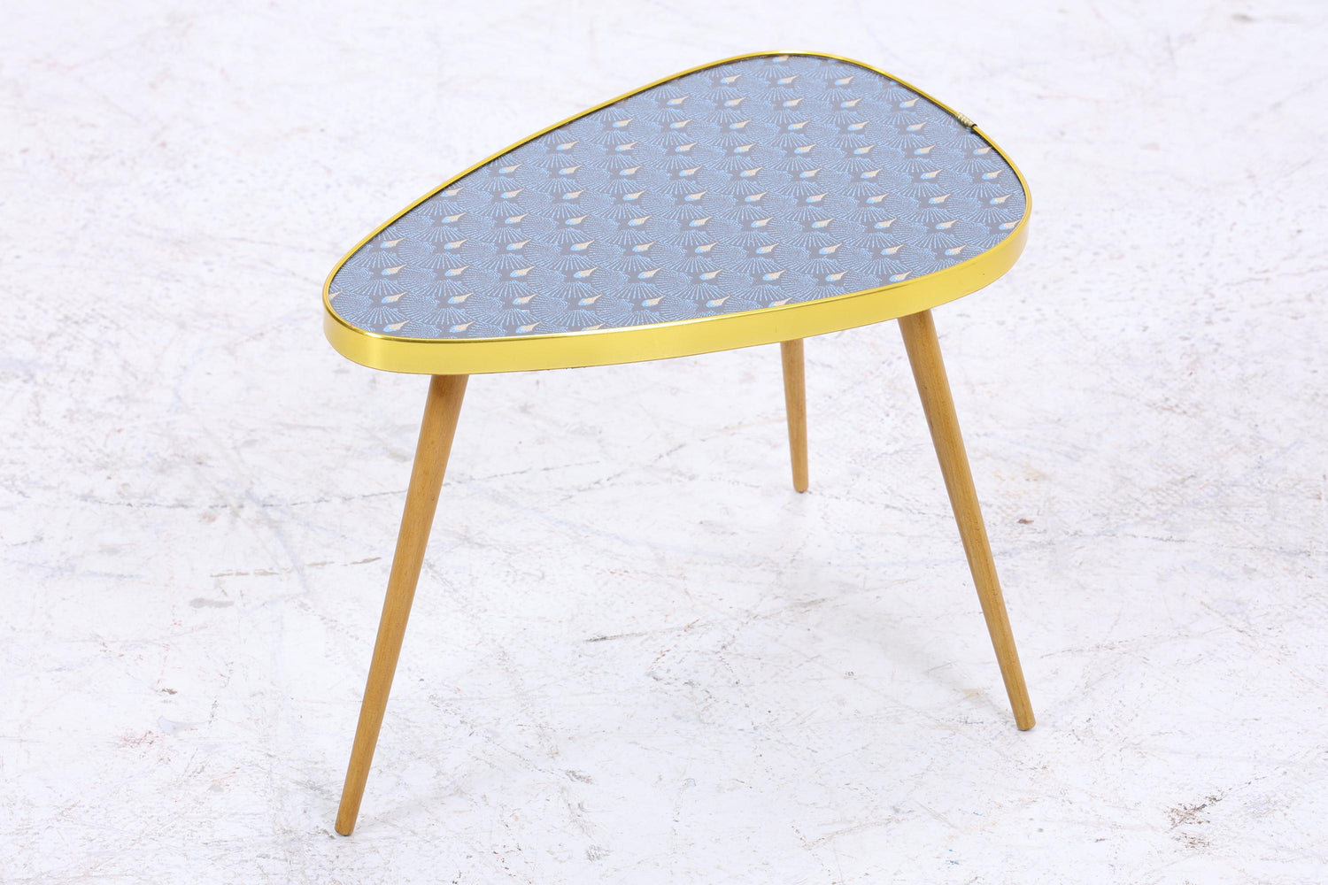 Vintage Blumentisch | Mid Century Nierentisch | Beistelltisch Pfauenmuster 60er Jahre