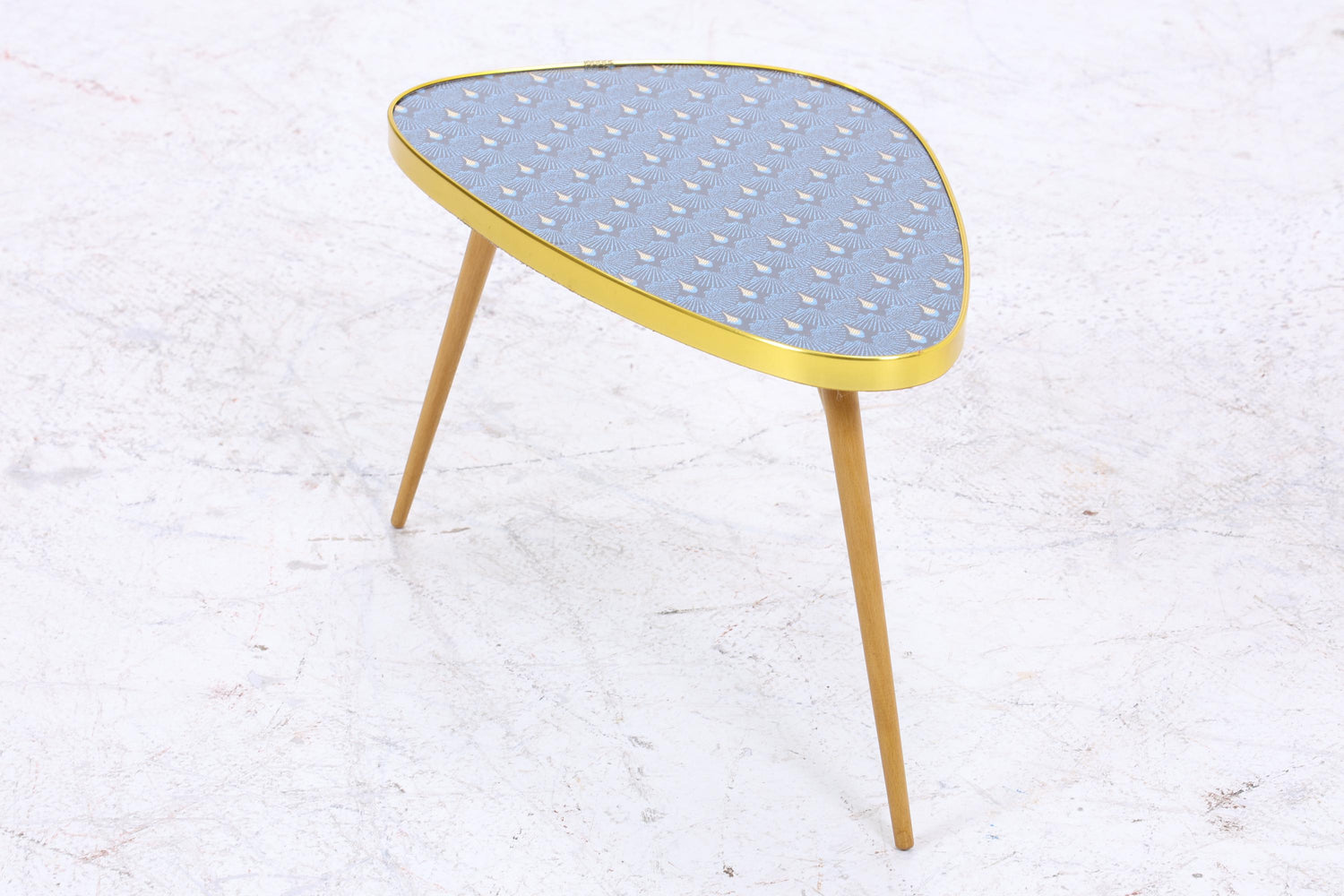 Vintage Blumentisch | Mid Century Nierentisch | Beistelltisch Pfauenmuster 60er Jahre
