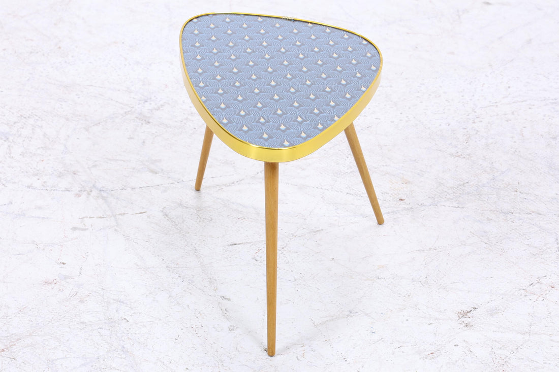 Vintage Blumentisch | Mid Century Nierentisch | Beistelltisch Pfauenmuster 60er Jahre