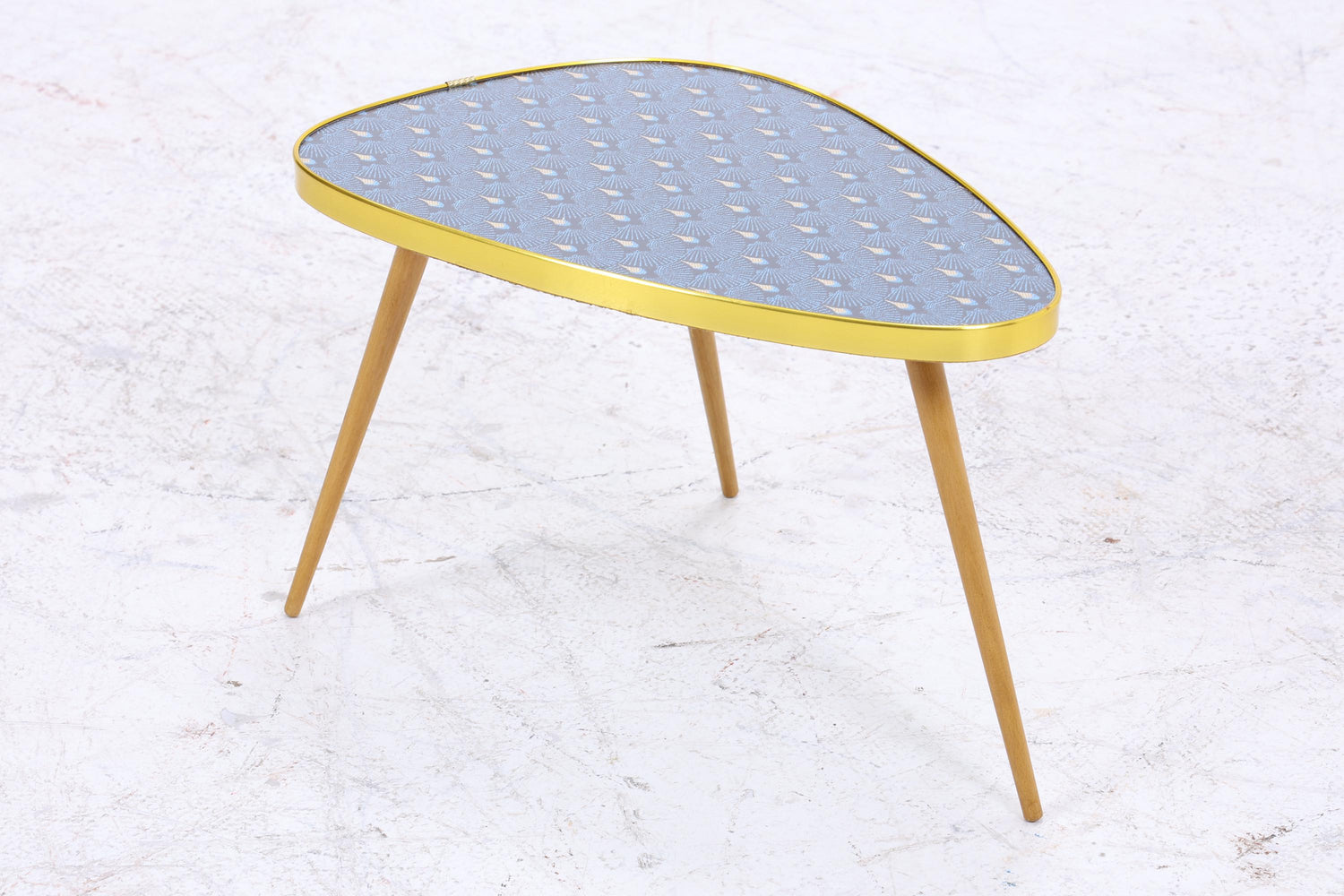Vintage Blumentisch | Mid Century Nierentisch | Beistelltisch Pfauenmuster 60er Jahre