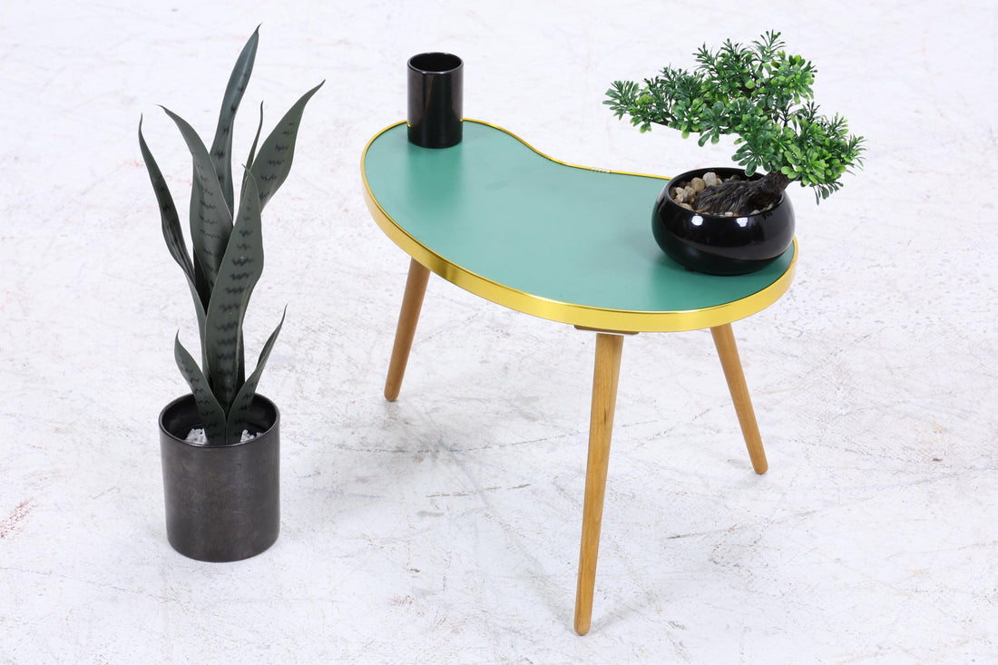 Vintage Nierentisch | Mid Century Blumentisch | Beistelltische Grün 60er Jahre