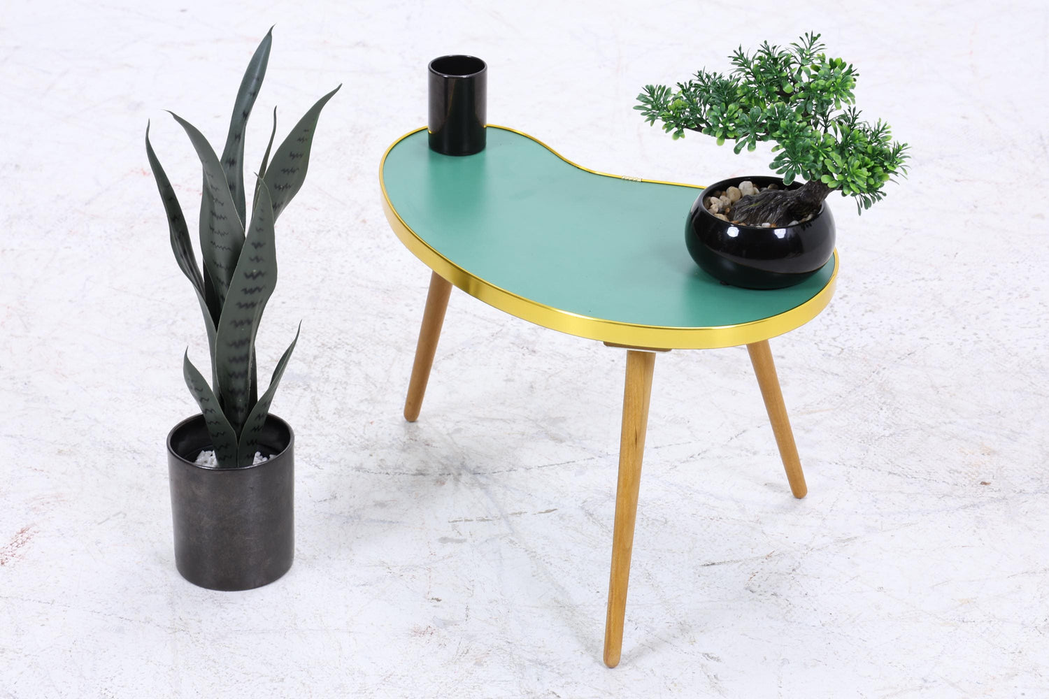 Vintage Nierentisch | Mid Century Blumentisch | Beistelltische Grün 60er Jahre