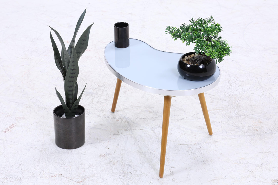 Vintage Nierentisch | Mid Century Blumentisch | Beistelltische Blau 60er Jahre