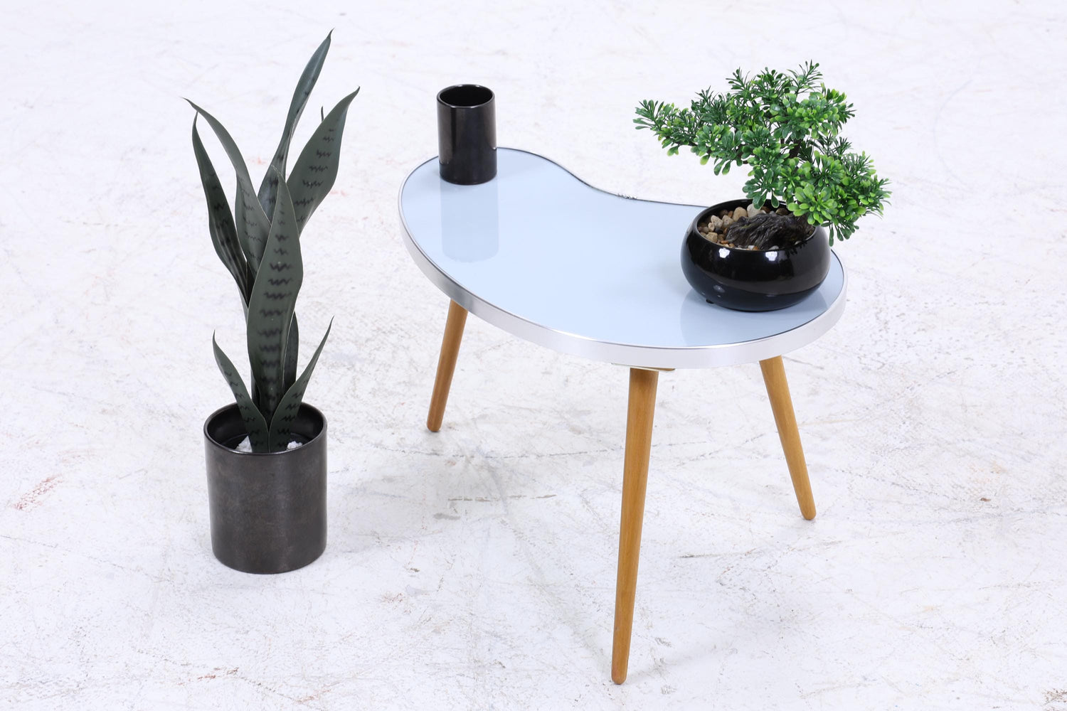 Vintage Nierentisch | Mid Century Blumentisch | Beistelltische Blau 60er Jahre