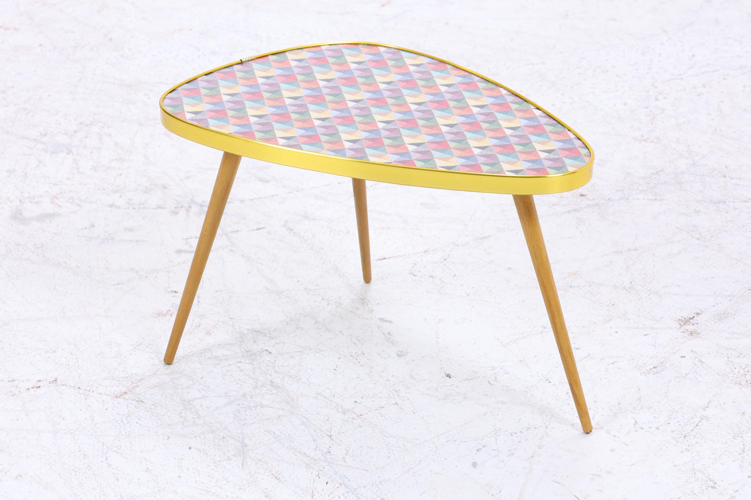 Vintage Blumentisch | Mid Century Nierentisch | Beistelltisch Bunt Kariert gemustert 60er Jahre