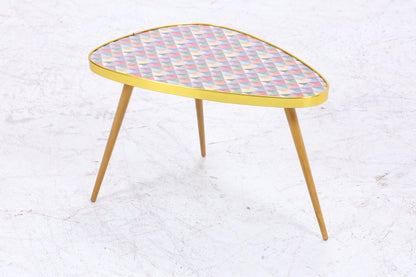 Vintage Blumentisch | Mid Century Nierentisch | Beistelltisch Bunt Kariert gemustert 60er Jahre