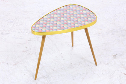 Vintage Blumentisch | Mid Century Nierentisch | Beistelltisch Bunt Kariert gemustert 60er Jahre