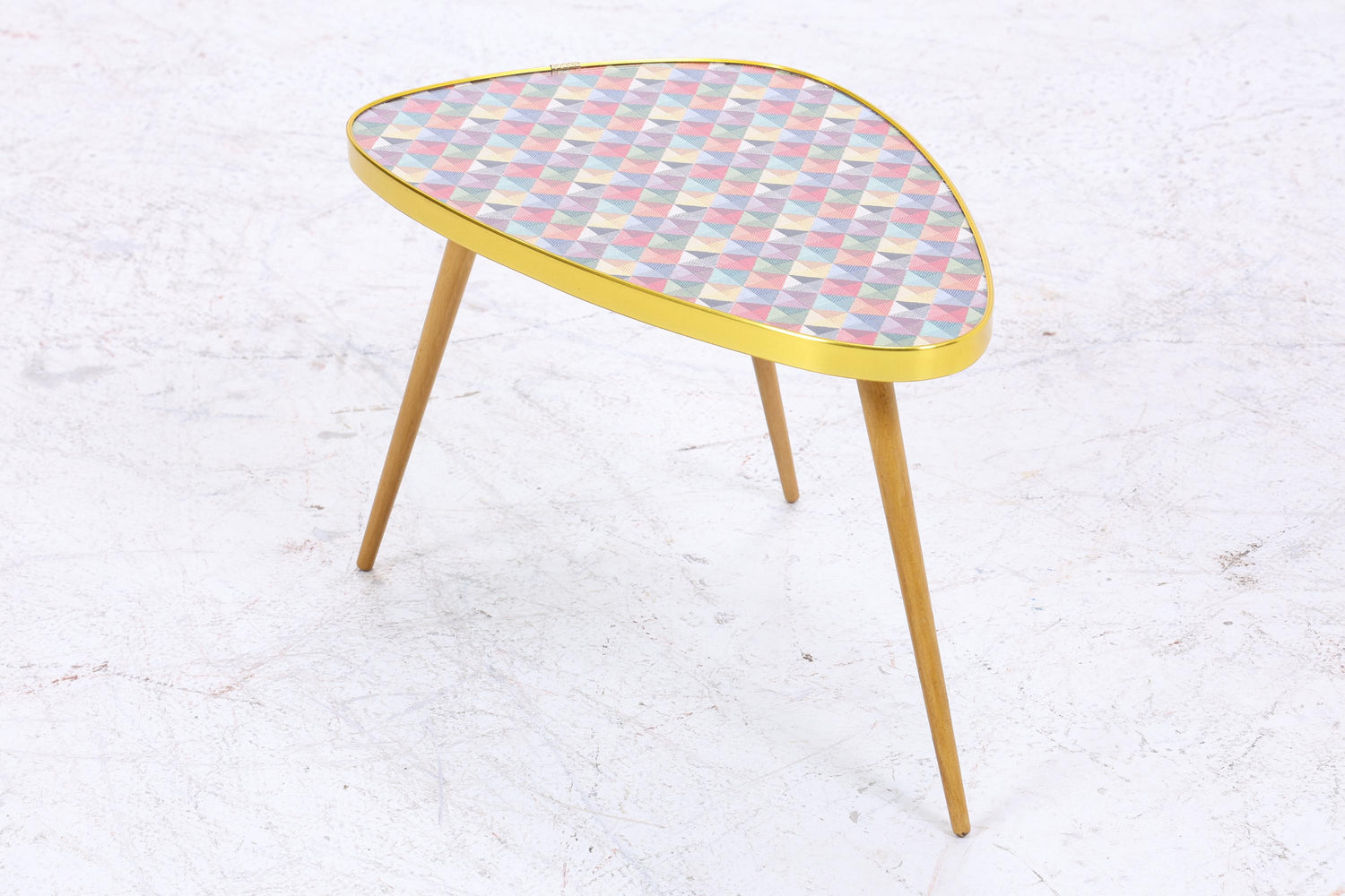 Vintage Blumentisch | Mid Century Nierentisch | Beistelltisch Bunt Kariert gemustert 60er Jahre