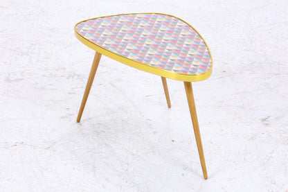 Vintage Blumentisch | Mid Century Nierentisch | Beistelltisch Bunt Kariert gemustert 60er Jahre