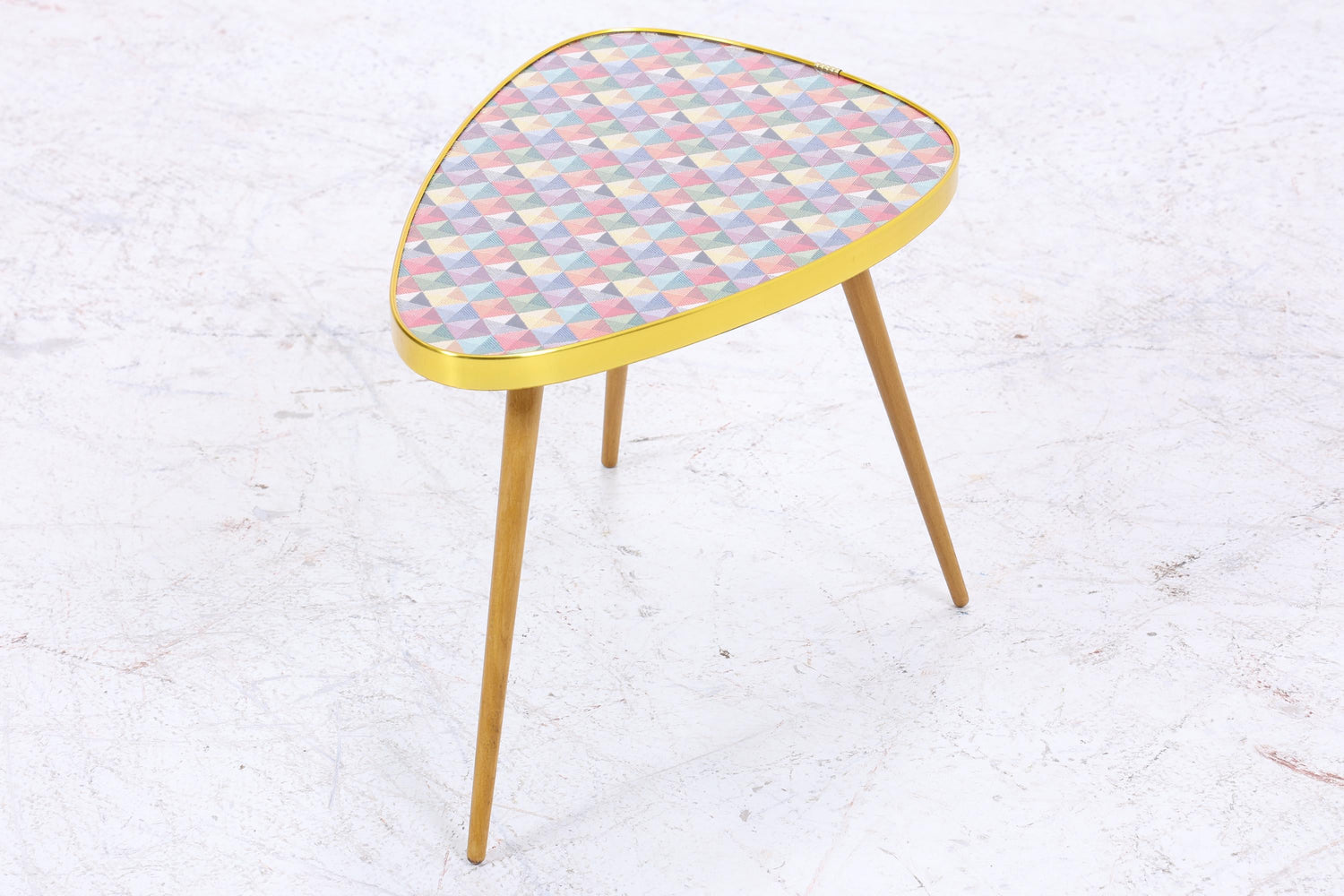 Vintage Blumentisch | Mid Century Nierentisch | Beistelltisch Bunt Kariert gemustert 60er Jahre