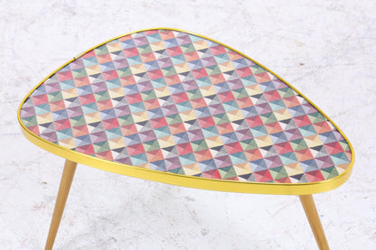 Vintage Blumentisch | Mid Century Nierentisch | Beistelltisch Bunt Kariert gemustert 60er Jahre