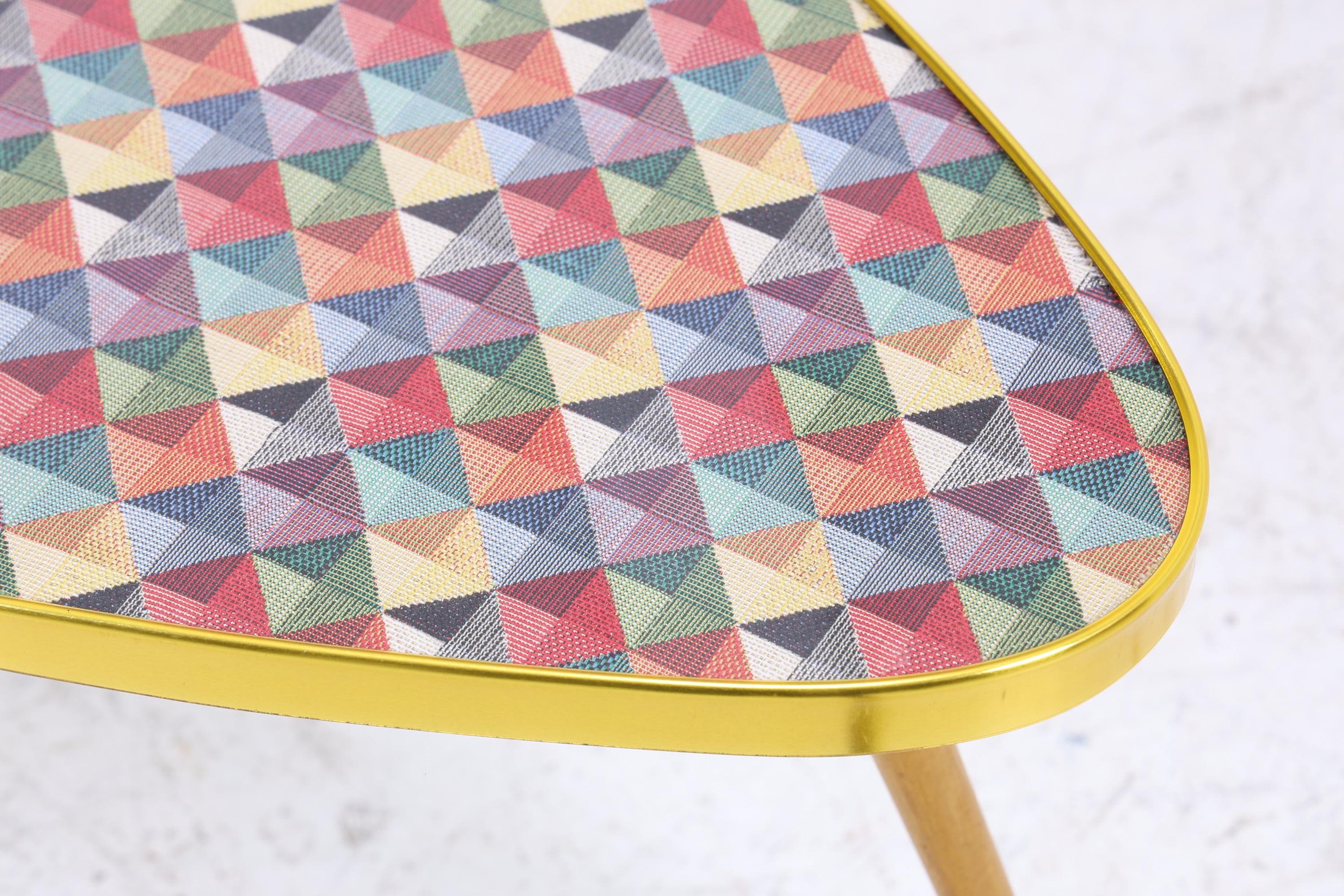 Vintage Blumentisch | Mid Century Nierentisch | Beistelltisch Bunt Kariert gemustert 60er Jahre