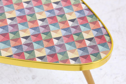 Vintage Blumentisch | Mid Century Nierentisch | Beistelltisch Bunt Kariert gemustert 60er Jahre
