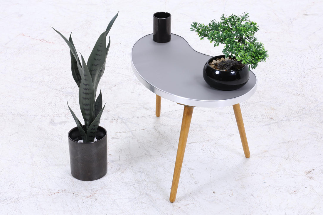 Vintage Nierentisch | Mid Century Blumentisch | Beistelltische Grau 60er Jahre