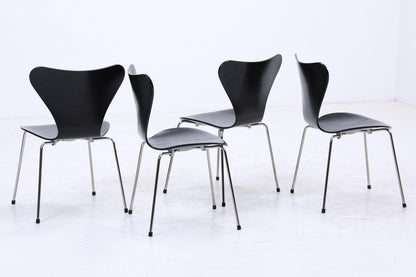 4er Set Vintage Stühle von Fritz Hansen der Serie 7 aus 1995 | Mid Century Stil Küchen Stuhl Esszimmerstühle Retro Schwarz
