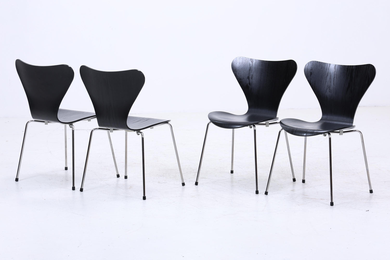 4er Set Vintage Stühle von Fritz Hansen der Serie 7 aus 1995 | Mid Century Stil Küchen Stuhl Esszimmerstühle Retro Schwarz