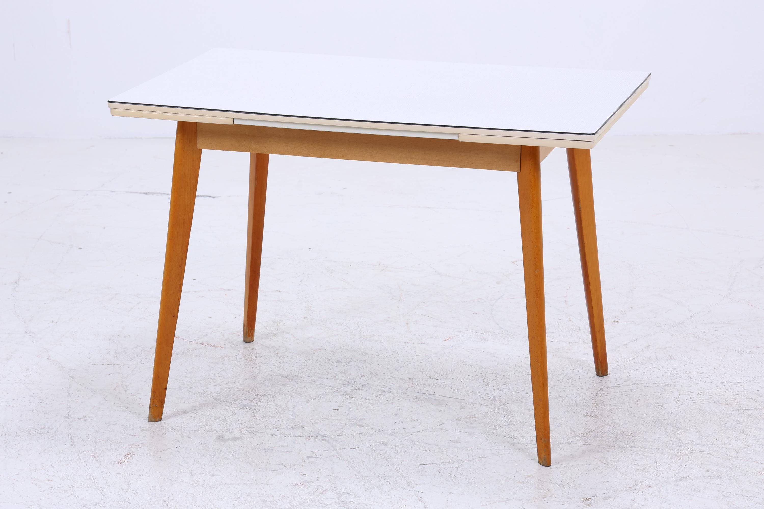 Klassischer Vintage Küchentisch 60er Jahre | Mid Century Esstisch Tisch Retro 70er Holz Resopal Ausziehbar