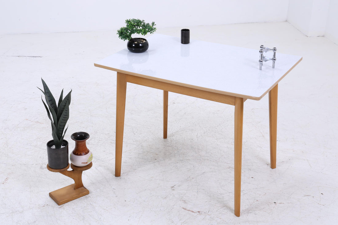 Vintage Küchentisch 60er Jahre | Mid Century Esstisch Tisch Retro 70er Holz Resopal