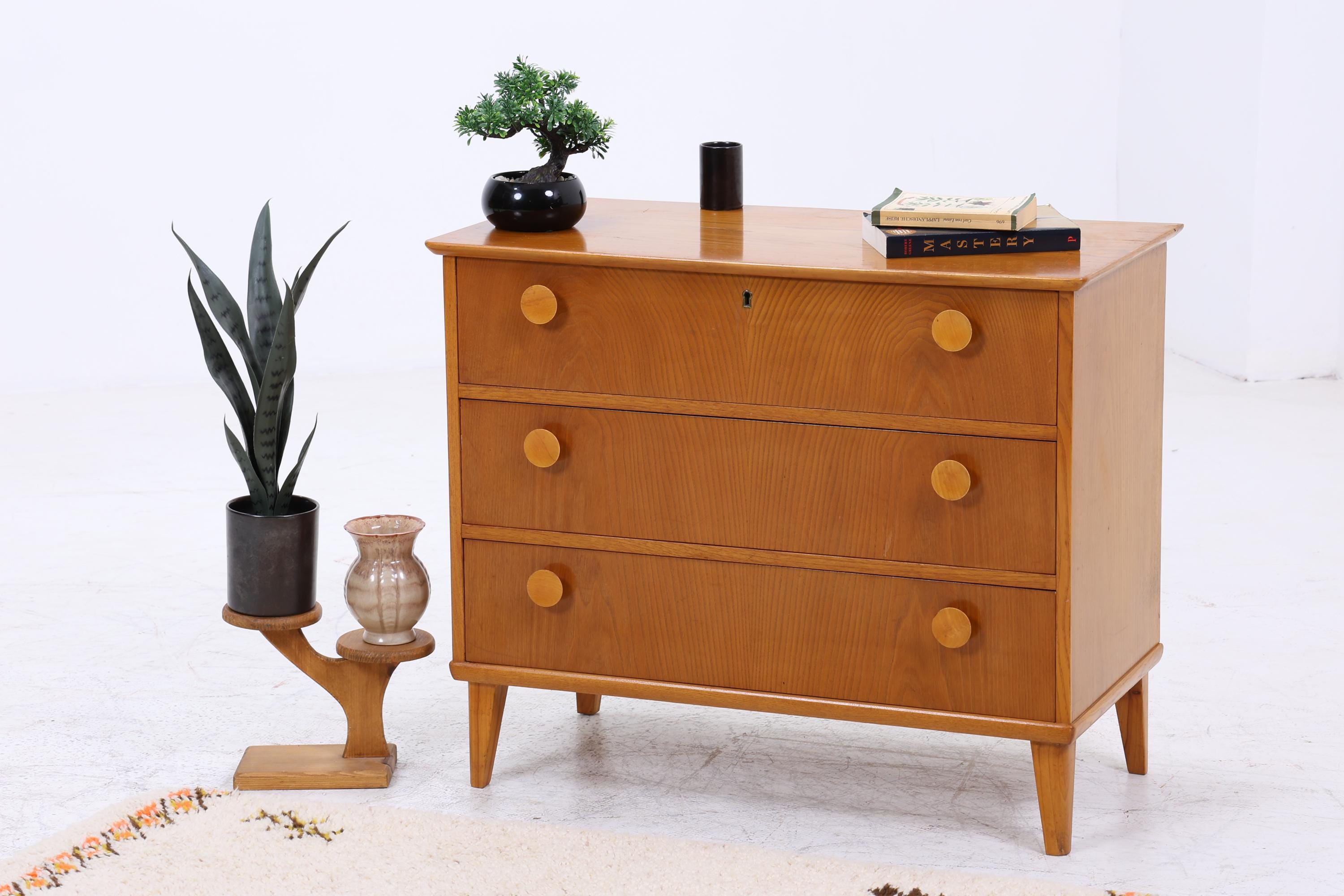 Mid Century Schubladen Kommode 60er | Vintage Schrank | Retro Holz Aufbewahrung