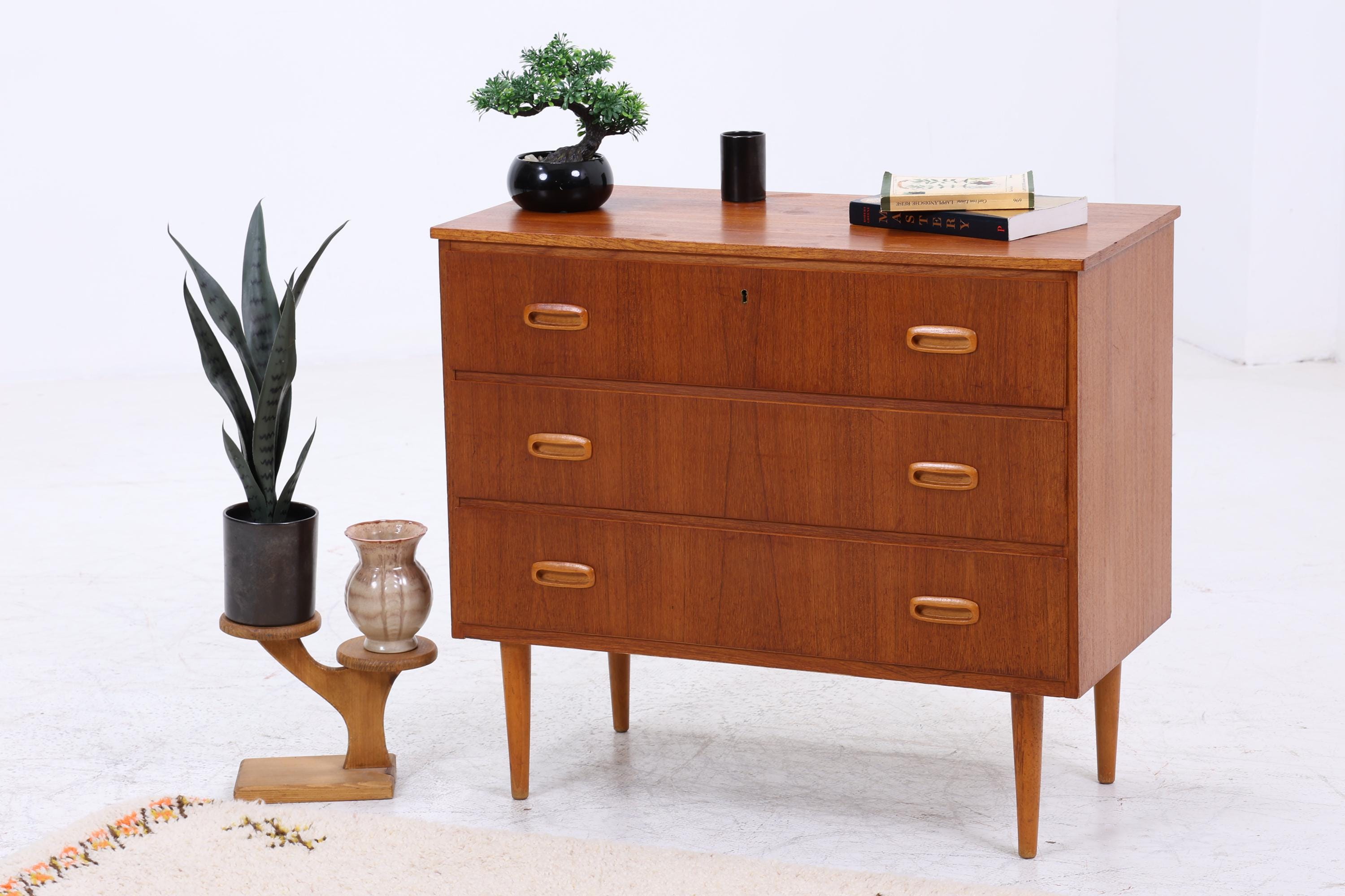 Vintage Teak Schubladen Kommode | Mid Century Schubladen Schrank | Holz Aufbewahrung 60er 70er Jahre