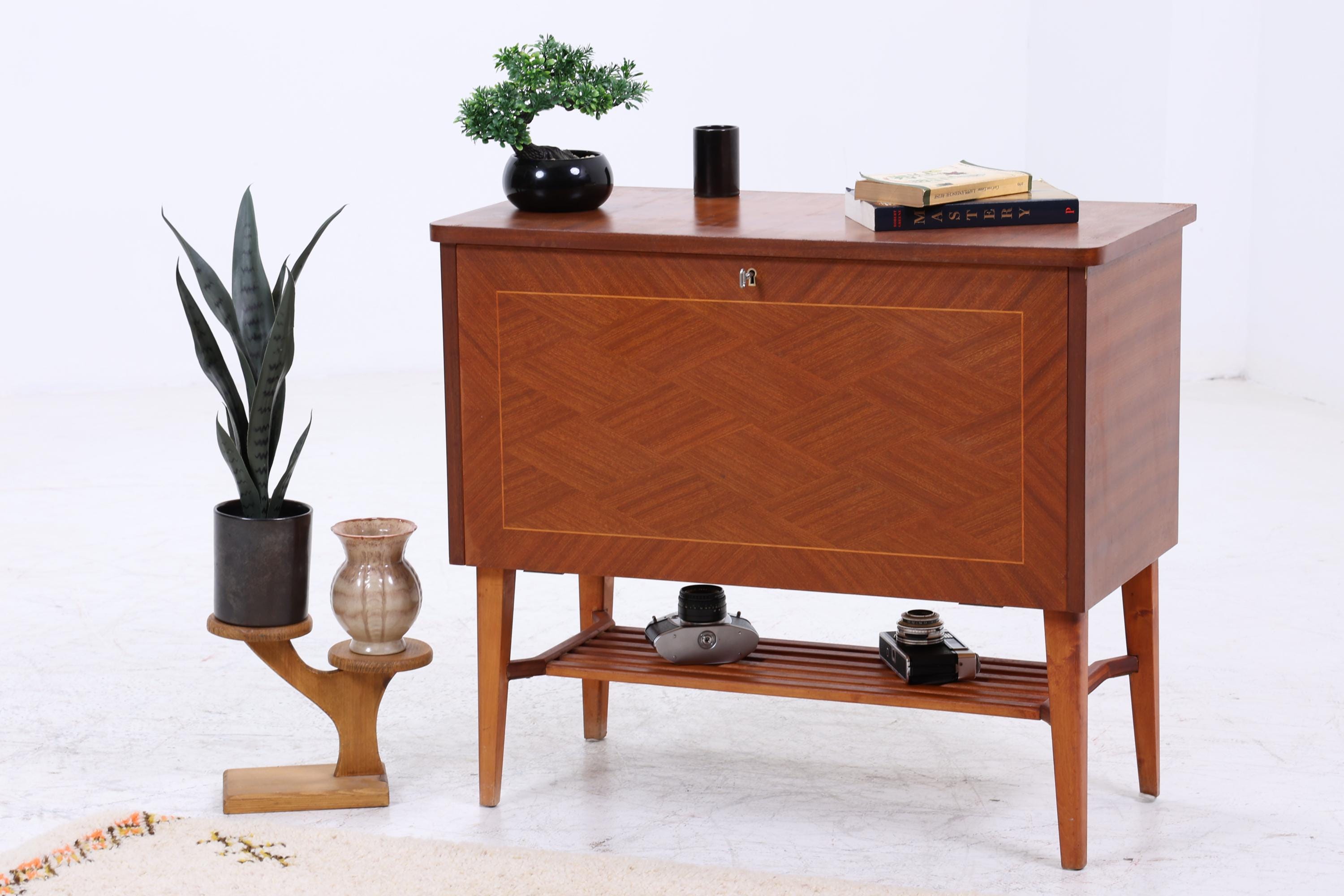 Wunderschöne Vintage Kommode 60er | Mid Century Schrank Klapptür &amp; Schubladen | Retro Holz Aufbewahrung