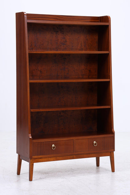 Vintage Mahagoni Bücherregal | Mid Century Regal mit Schubladen | 60er Retro Holz Aufbewahrung