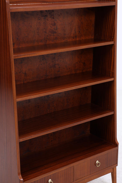 Vintage Mahagoni Bücherregal | Mid Century Regal mit Schubladen | 60er Retro Holz Aufbewahrung