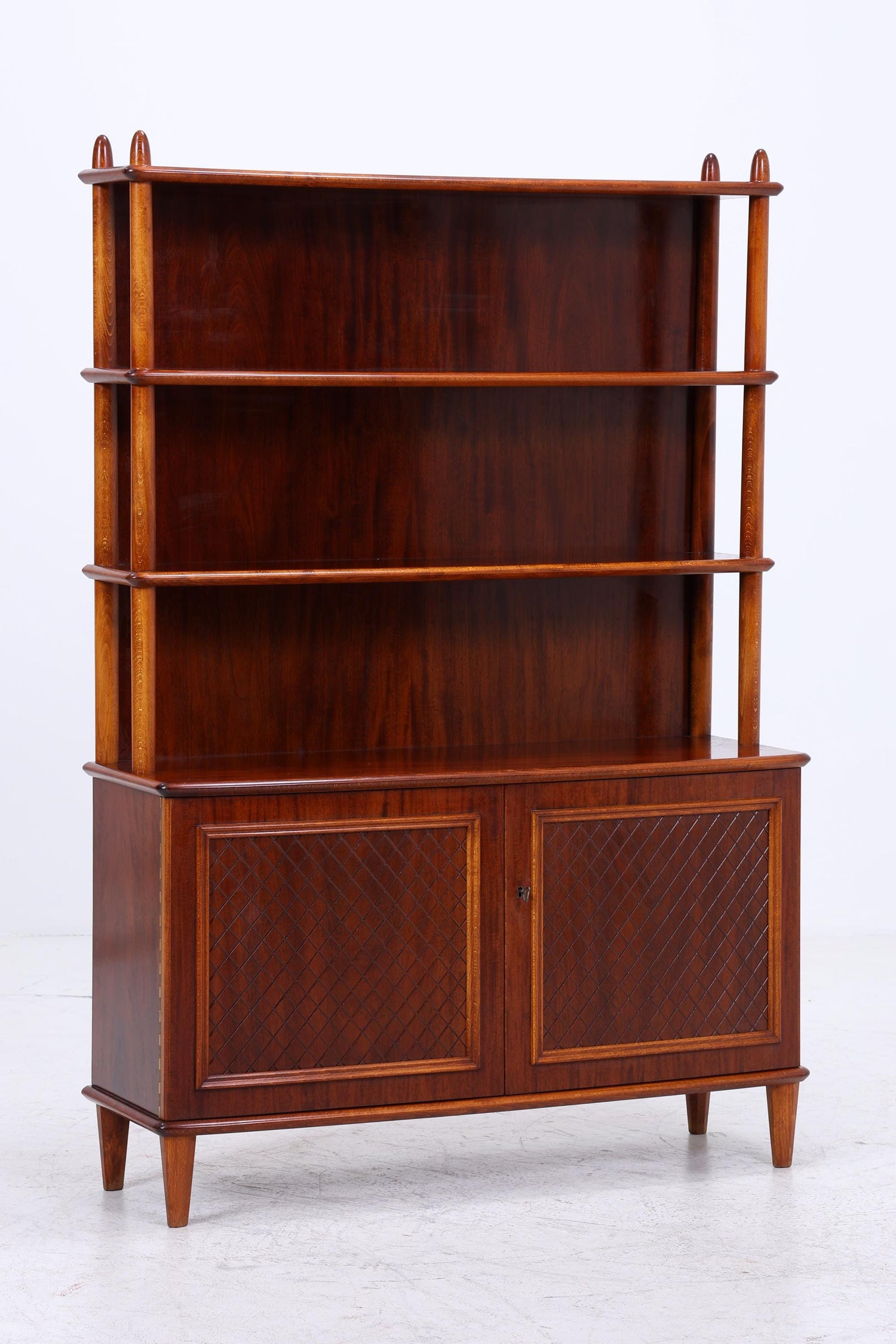 Vintage Mahagoni Schrank von Nya Eftr. für Ehrlin Möbel Ab | Mid Century Regalschrank  Holz Retro Aufbewahrung