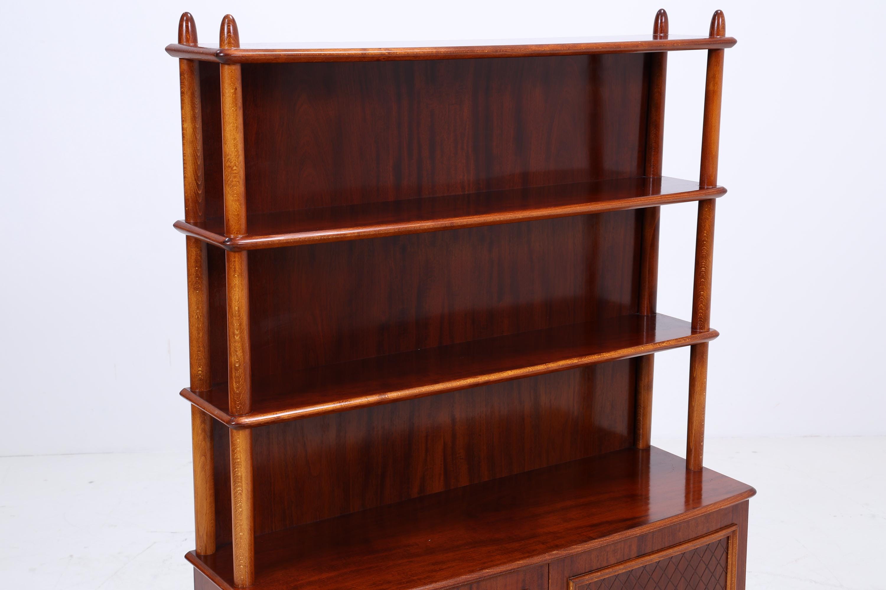 Vintage Mahagoni Schrank von Nya Eftr. für Ehrlin Möbel Ab | Mid Century Regalschrank  Holz Retro Aufbewahrung