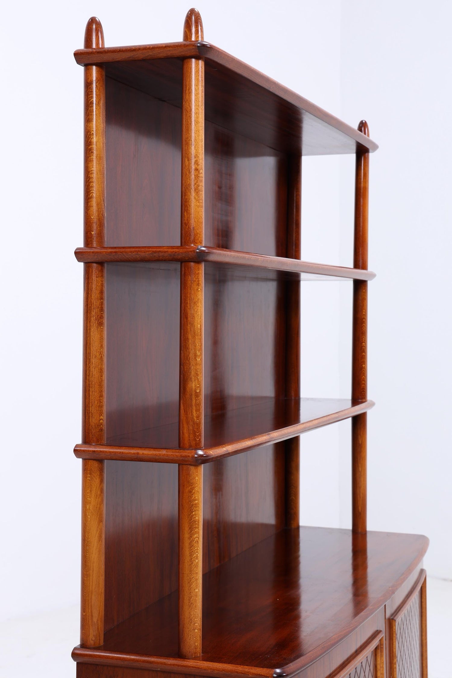 Vintage Mahagoni Schrank von Nya Eftr. für Ehrlin Möbel Ab | Mid Century Regalschrank  Holz Retro Aufbewahrung